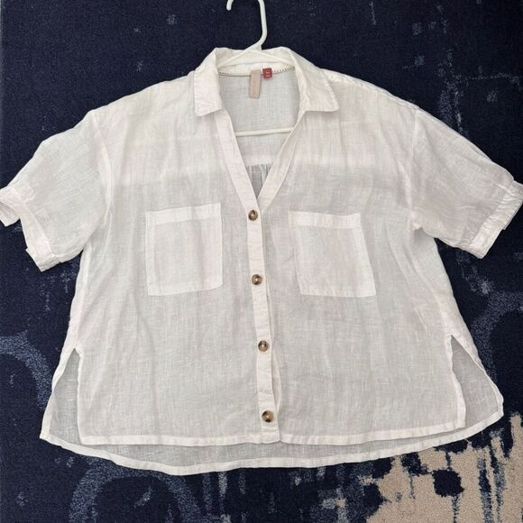 SOLD! Pilcro Linen Surf Buttondown Shirt XXS White - Picture 3 of 8